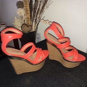 Justfab orange wedges